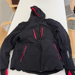 Men's Black Ski Jacket with Red Accents